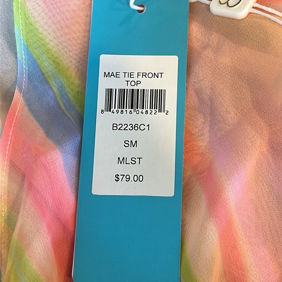 NWT Beach Bunny Mae Tie Front Crop Top Beach Coverup Stripe Size Small - Picture 5 of 9